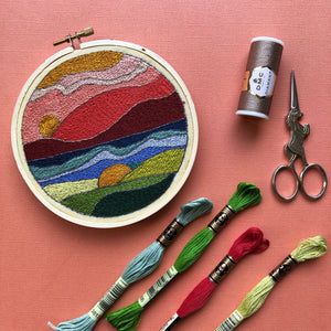 Stained Glass Landscape- Beginner DIY Embroidery Kit