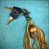 Feather &amp; Leather Bag Clip - Gold