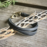 Multi Strand Leather Bracelet - Charcoal