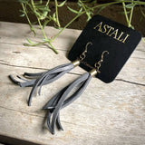 Mini Tassel Earrings - Charcoal