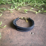 Multi Strand Leather Bracelet - Black