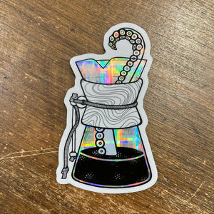 Holographic Octopus Chemex Coffee Sticker