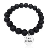 I am Enough - Affirmation Bracelet with Lava Stone