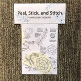 DIY Embroidery Pattern. Peel Stick and Stitch Floral Designs