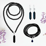 doublepointedonyx-obsidiannecklace-earring-wrapbraceletset