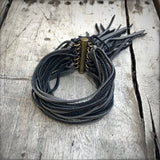 Leather Biker Cuff - Charcoal &amp; Black