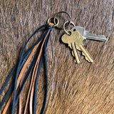 Leather Tassel Key Ring - Black &amp; Rust