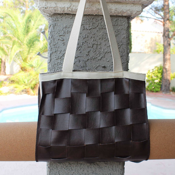 Yoga Mat Carrier Tote made from Vegan Leather - Brown