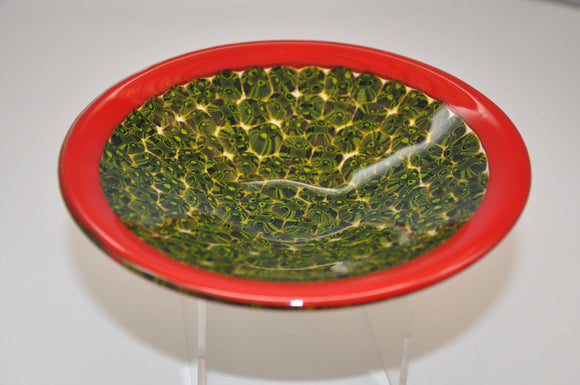 Red rimmed green murrine bowl