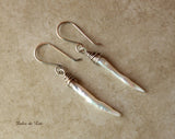 White freshwater pearl dangle earrings. Modern stick pearl earrings. June birthstone gift for women.