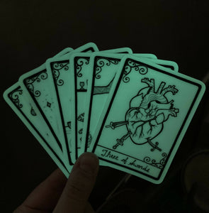 Glow-in-the-Dark Tarot Card Three of Swords Sticker