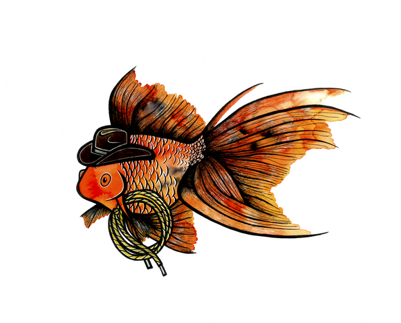 Cowboy Goldfish Art Print