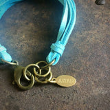 Multi Strand Leather Bracelet - Turquoise