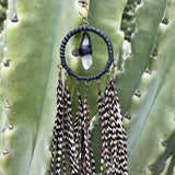 Dreamcatcher Feather Earring - Grizzly
