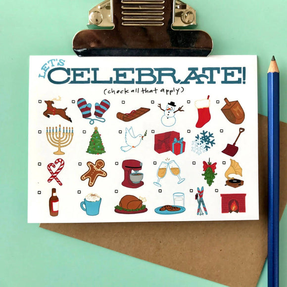 Celebrate! (check all that apply) - available as single cards, or packs of 6 & 12