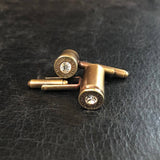 Bullet & Crystal Cuff Links - Antique Brass