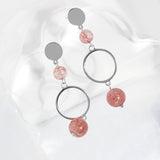 Strawberry Quartz Circle Earrings