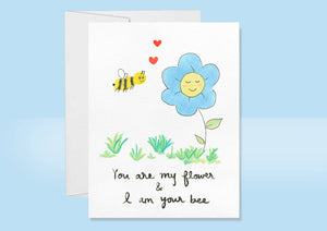 Flower and Bee Love Card