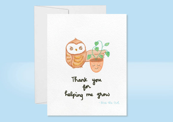 Thank You For Helping Me Grow Owl Card