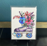 Roller Skate With Flowers Art Print