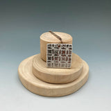 White Celadon Square Textured Pendant with Silver Luster in Pattern