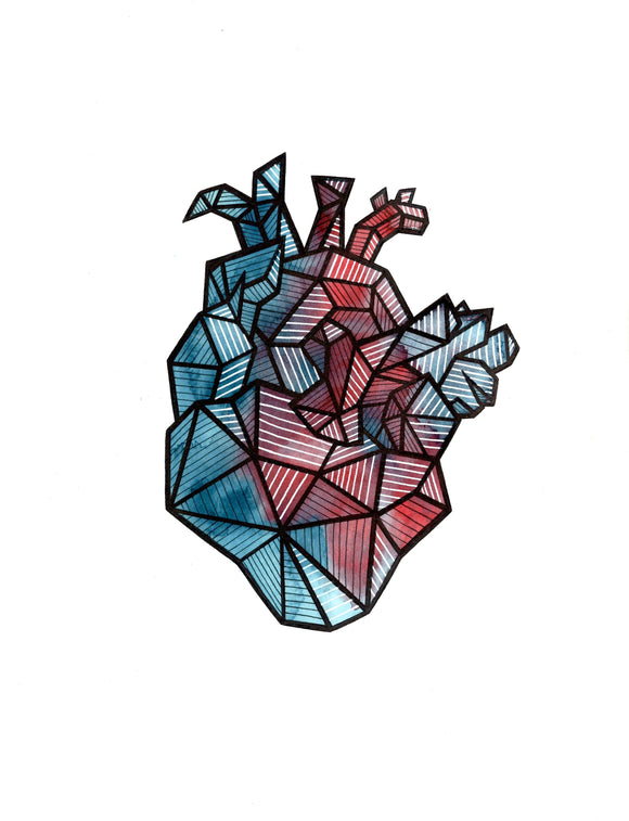 Geometric Anatomical Heart Art Print