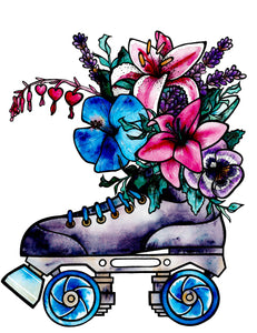 Roller Skate With Flowers Art Print