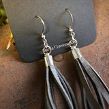 Mini Tassel Earrings - Charcoal/Silver