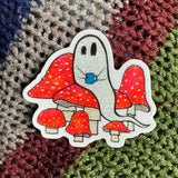 Glitter Mushroom Ghost Sticker