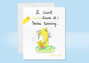 Turning 1 Birthday Bear Card