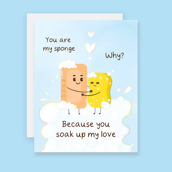 Soap and Sponge Love Card, Cute Couple Card