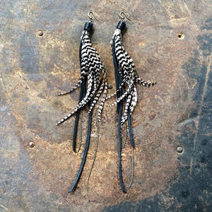 Pirate Feather Earrings - Grizzly