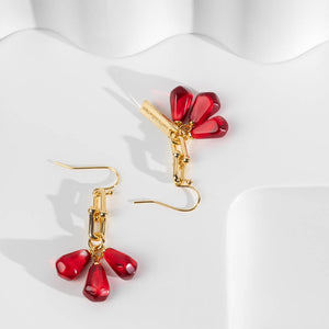 Pomegranate Seeds Earrings in Gold & Red by Anet's Collection