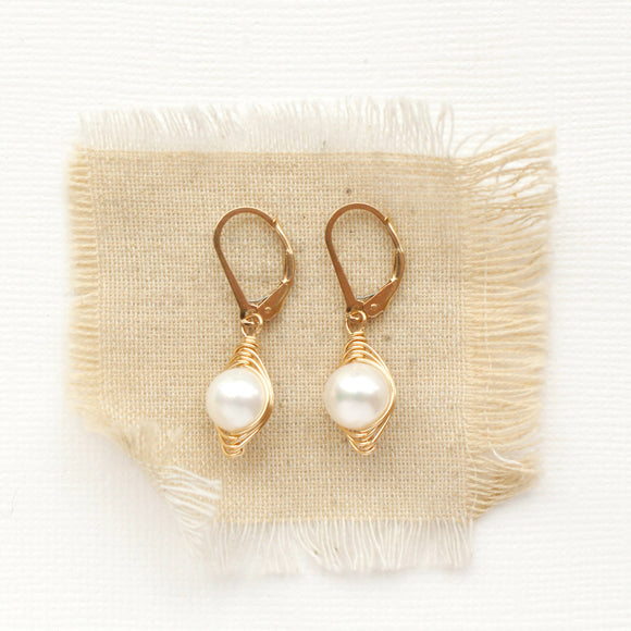 Perfect Pearl Gold Wrapped Earrings