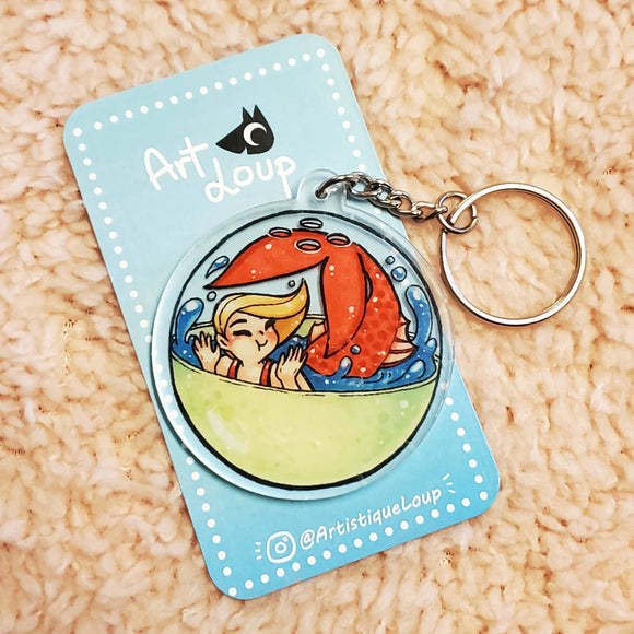 Green Gashapon Mermaid Acrylic Keychain