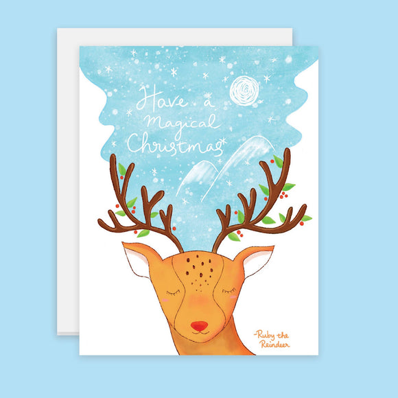 Reindeer Christmas Card, Magical Christmas Card