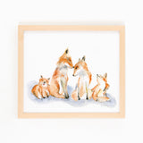 Fox Family of 4 Watercolor Art Print