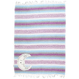 Family Mexican Blanket "I Love You to the Moon" - Purple/Blue Throw