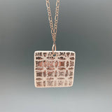 White Celadon Square Textured Pendant with Silver Luster in Pattern