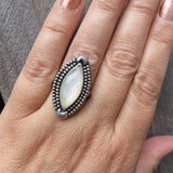 Art Deco Marquis Moonstone statement ring in Sterling Silver