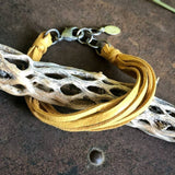 Multi Strand Leather Bracelet - Gold / Silver
