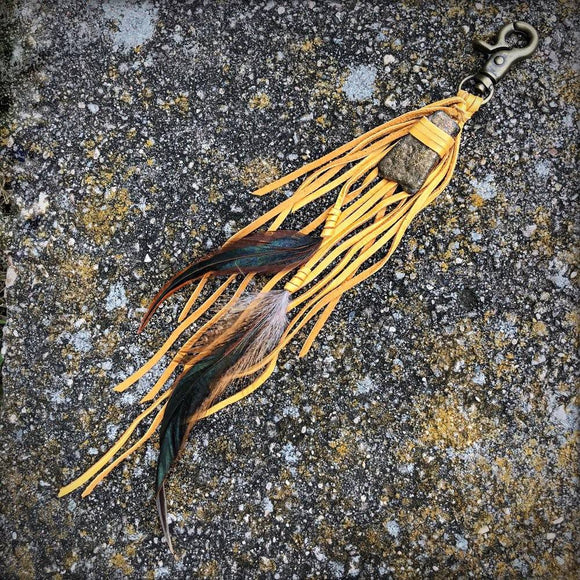 Feather & Leather Bag Clip - Gold