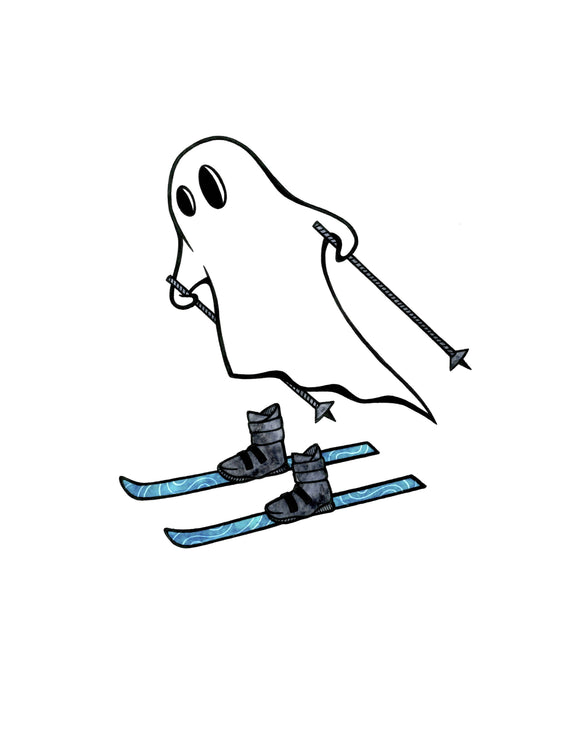 Skiing Ghost Art Print