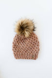 Peruvian Wool Knit Hat with Faux Fur Pom Pom (Multiple Colors Available)