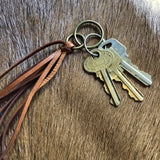Leather Tassel Key Ring - Rust