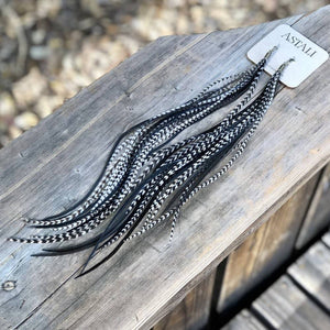 Extra Long Feather Earrings - Grizzly