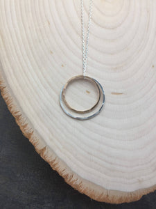 Gold and Sterling Silver Circle Necklace