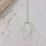 Large Silver Five Circle Necklace