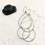 Oxidized Sterling Silver Teardrop Fall Earrings with Gold Accents