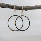 Oxidized Silver Hoops Earrings with Gold Wraps
